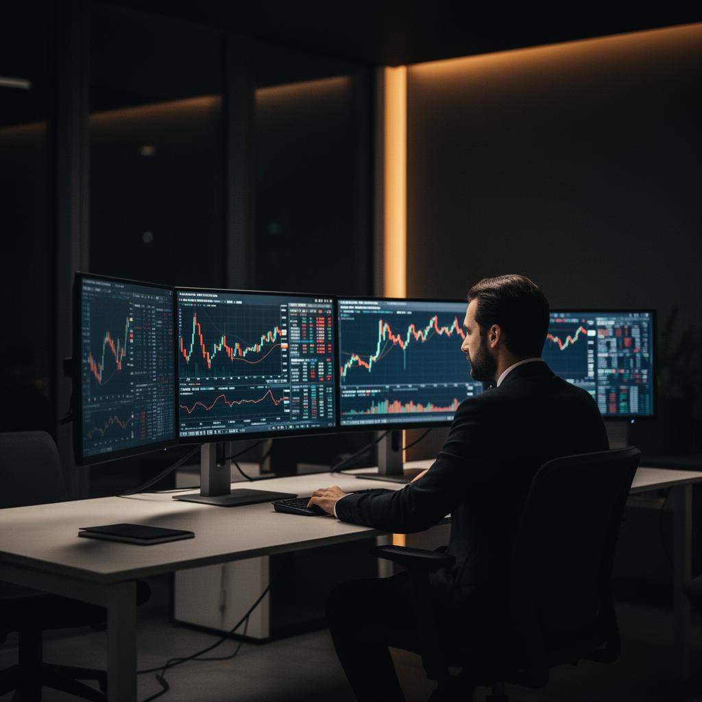 Trader reviewing financial markets at a workstation